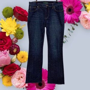 VINTAGE RALPH LAUREN JEANS CO. DARK WASH BLUE DENIM BOOT CUT MID-RISE JEANS